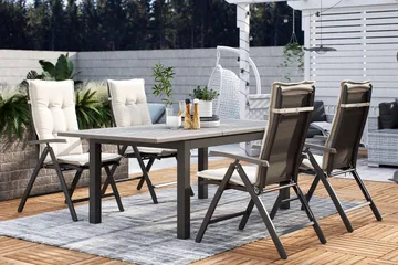 Monaco Matgrupp Utomhus 152-210 + 4 Positionsstol Lyx - Svart/Svart - Products - Utemöbler & utemiljö - Utegrupp - Matgrupp utomhus