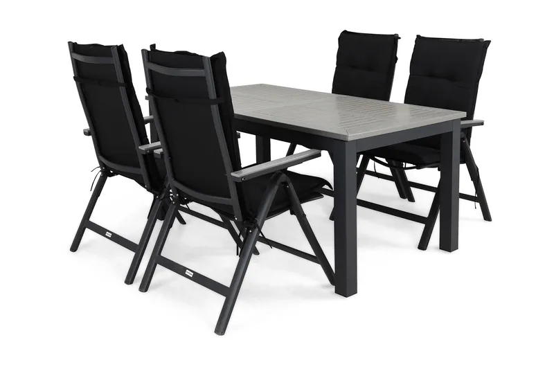 Monaco Matgrupp Utomhus 152-210x90+4 Monaco Light Positionsstol Dyna, Svart/Grå