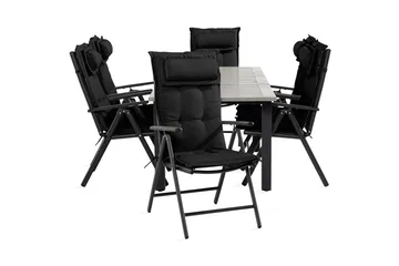 Monaco Matgrupp Utomhus 90x152-210 + 6 Maggie Positionsstol m Dyna, Svart