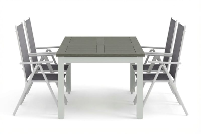 Monaco utomhus matgrupp förlängningsbart 150-250x90 med 4 Maggie positionsstolar - Vit/Grå - Products - Utemöbler & utemiljö - Utegrupp - Matgrupp utomhus
