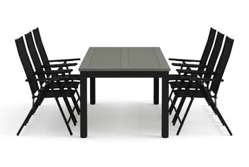 Monaco utomhus matgrupp förlängningsbart 210/310x90 med 6 Sanna positionsstolar - Svart/Grå - Products - Utemöbler & utemiljö - Utegrupp - Matgrupp utomhus