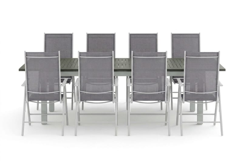 Monaco utomhus matgrupp förlängningsbart 210/310x90 med 8 Maggie positionsstolar - Vit/Grå - Products - Utemöbler & utemiljö - Utegrupp - Matgrupp utomhus
