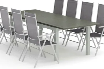 Monaco utomhus matgrupp förlängningsbart 210/310x90 med 8 Maggie positionsstolar - Vit/Grå - Products - Utemöbler & utemiljö - Utegrupp - Matgrupp utomhus