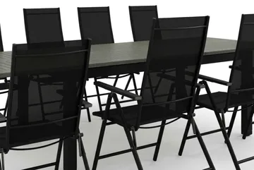 Monaco utomhus matgrupp förlängningsbart 210/310x90 med 8 Sanna positionsstolar - Svart/Grå - Products - Utemöbler & utemiljö - Utegrupp - Matgrupp utomhus