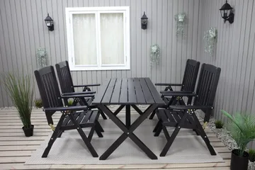 Oliver Matgrupp Utomhus 4 Utestolar - Grå/Svart - Products - Utemöbler & utemiljö - Utegrupp - Matgrupp utomhus