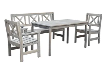 Olivo Matgrupp Utomhus + 2 Utestolar + Bänk Utomhus - Grå - Products - Utemöbler & utemiljö - Utegrupp - Matgrupp utomhus