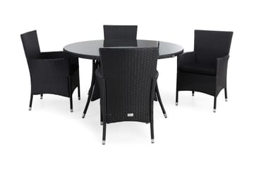 Thor Matgrupp Ø140 + 4 Thor Fåtölj m Dyna - Svart/Svart/Svart - Products - Utemöbler & utemiljö - Utegrupp - Matgrupp utomhus