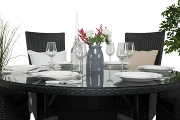 Thor Matgrupp Ø140 + 6 Jenny Ställbar Fåtölj - Svart - Products - Utemöbler & utemiljö - Utegrupp - Matgrupp utomhus