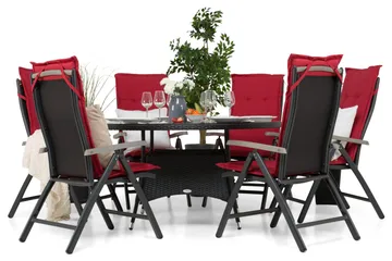 Thor Matgrupp Ø140 + 6 Monaco Lyx Positionsstol - Svart/Svart - Products - Utemöbler & utemiljö - Utegrupp - Matgrupp utomhus