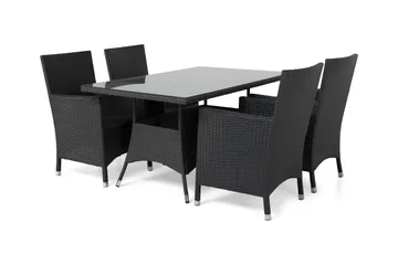 Thor Matgrupp Utomhus 140 + 4 Thor Fåtölj - Svart/Svart - Products - Utemöbler & utemiljö - Utegrupp - Matgrupp utomhus