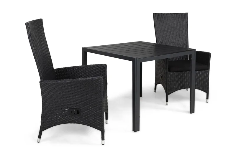 Tunis Matgrupp Utomhus 90 + 2 Jenny Ställbar Fåtölj m Dyna, Svart/Svart/Svart