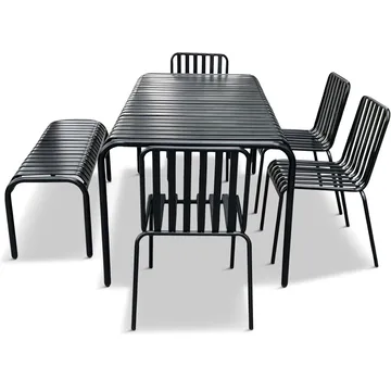 Underhållsfri matgrupp | Utemöbler i galvaniserat stål | Bergvik Svart - Products - Utemöbler & utemiljö - Utegrupp - Matgrupp utomhus