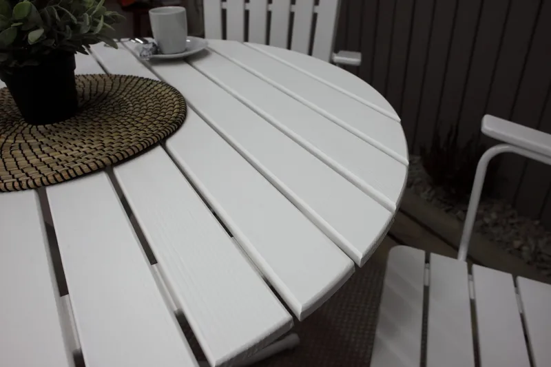 Vaxholm Matgrupp Utomhus Rund 100 cm + 4 Utestolar Vit - Products - Utemöbler & utemiljö - Utegrupp - Matgrupp utomhus