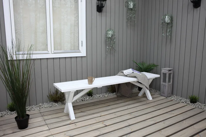 Scottsdale Bänk Utomhus 180 cm Vit - KWA - Products - Utemöbler & utemiljö - Utesoffa - Trädgårdsbänk & utebänk